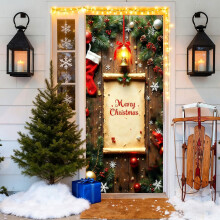 Weihnachtstürbehang – Schneelandschaft mit Weihnachtsmann als Tür- und Wanddekoration