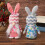 Easter Bunny Plush Decor Blue Pink 2 pcs 8