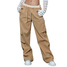 Women's High-Waist Cargo Work Pants Khaki M