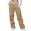 Women's High-Waist Cargo Work Pants Khaki M 1