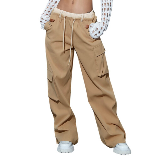 Women's High-Waist Cargo Work Pants Khaki M