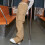 Women's High-Waist Cargo Work Pants Khaki M 5