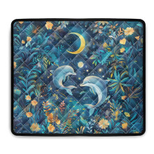 Water-Resistant Washer & Dryer Dust Cover Pad, 24"x19.7", Dolphin Moon Floral Leaf Design – Compatible with Most Machines