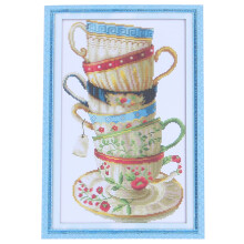 DIY Handmade Needlework Stitch Set Embroidery Kit 14CT Coffee cups Pattern -Stitching 28*42cm Home Decoration