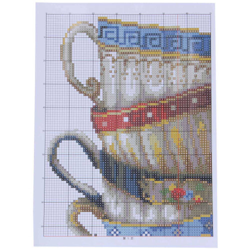 DIY Handmade Needlework  Stitch Set Embroidery Kit 14CT Coffee cups Pattern -Stitching 28*42cm Home Decoration 1