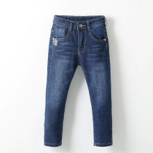 Boys' Blue Denim Jeans Elastic Waist Cotton Pants Spring And Autumn Children's Basic Casual Solid Full Length Pants Jeans for Kids