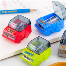 Manual Double Holes Pencil Sharpener, Cute Car Cartoon Design – Compatible with Standard Pencils