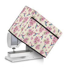 Hummingbird Flower Sewing Machine Cover with Pockets – Universal Dust Cover Compatible with Most Machines