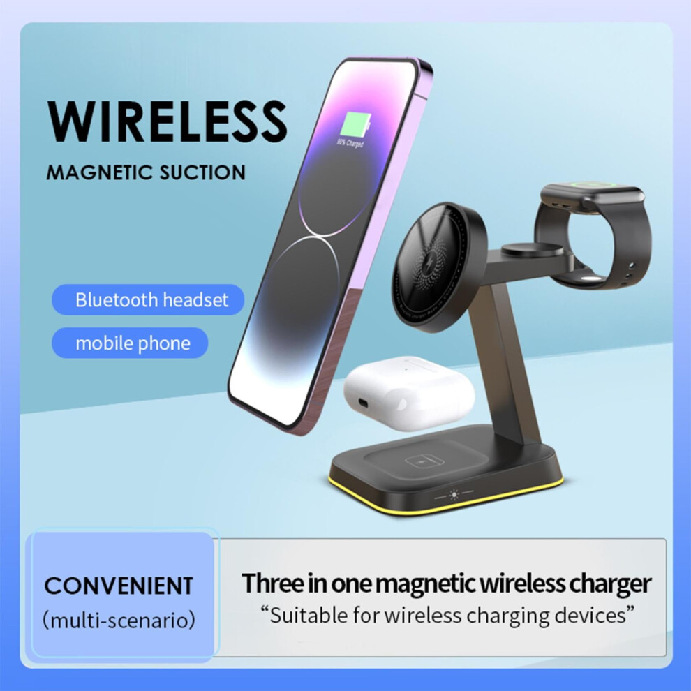 3-In-1 Wireless Charging Stand: Adjustable Magnetic Fast Charger For Iphone, Samsung, Apple Watch & Android Â Compatible With Apple, Android 9482726283447