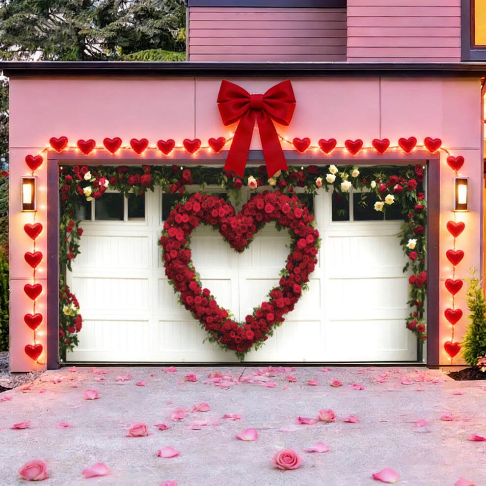 Romantic Love-Themed Garage Door Decor Â Heart-Shaped Hanging Banner For Valentine's Day, Durable Outdoor Fabric, Compatible With Standard Garage 9159796026389