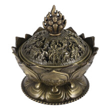 Lotus Wierook Rook Kegel Aroma Brander Houder Kachel Terugstromen Wierookvat Decor-Brons