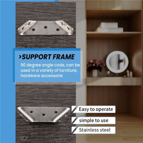 4pcs Multifunctional Stainless Steel Angle Code Right Angle Fixed Bracket Furniture Wood Board Angle Hardware Accessories 1