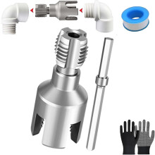 Dobbeltfunksjonell 1/2" og 3/4" rørgjenger for innvendig/utvendig gjenging, kompatibel med elektrisk drill, PVC og plast