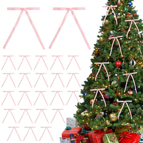 Burgunderrote Samt-Weihnachtsbaumschleifen, 48 Stück 1