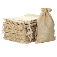 25 Pcs 5.9 inch X 8 inch Natural Linen Burlap Bags with Jute Drawstring for Gift Bags Wedding Party Favors Jewelry Pouch, Snack Sacks and DIY