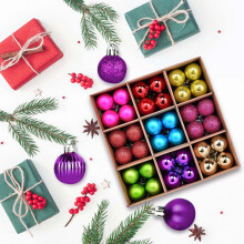 Glass Christmas Ornaments Electroplated 3 cm 72 pcs