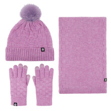 Winter Knit Beanie Scarf Gloves Set For Couples Plaid Flece Lined Hat And Matching Neck Warmer And Mittens