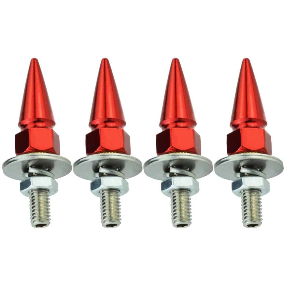 Anti-Theft Spike License Plate Screws (4Pcs) Â Compatible With Most Vehicles, Motorcycles & Trucks Red 9482828648618