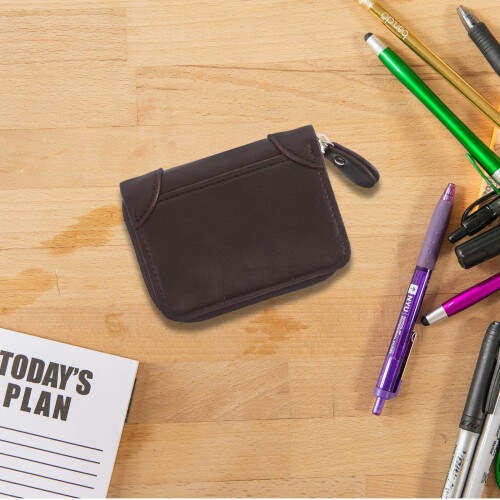 Lightweight Coffee Zipper Card Pouch for Efficient Card Storage 1