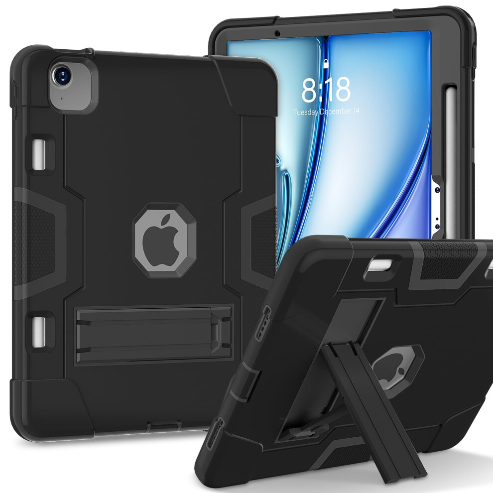 Ipad Air 11" Case (2025 M3 / 2024 M2) Â Military-Grade Rugged Hybrid Cover With Kickstand, Shockproof & Silicone, Black 9464372677719