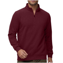 Herre let sweatshirt med rund hals Herre pullover med kvart lynlås Termofodret afslappet langærmet top med løs pasform til efterår/vinter