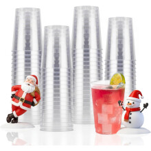 50PCS 10oz Clear Plastic Cups for Party, Disposable Clear Plastic Cups, Cocktail Glasses for Wedding Thanksgiving, Christmas, and Parties