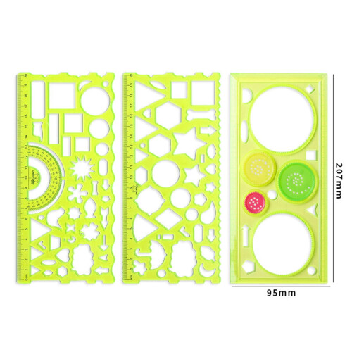 Kids Geometry Drawing Stencils Set Flowers Shapes Ruler 12 2