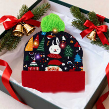 Adult Christmas Light-Up Hat, Festive Knitted Santa Beanie with LED Glow and Plush Lining, Perfect for Holiday Parties and Outdoor Winter Events