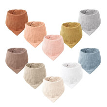 Muslinhaklappar, 10-pack babyhaklappar med bandana, dregel, 100 % bomull för unisex pojkar och flickor, set med 10 enfärgade färger, för