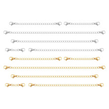 12Pcs Chain Extender, 6 Sizes Stainless Steel Bracelet Extension Necklace Extender for DIY Jewelry Making, Silver and Gold