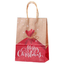 Sacolas de Papel Kraft para Presente de Natal em Pacote com Alça - Sacolas de Natal para Embrulhar Presentes, Lembrancinhas e Decoração de Festas