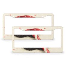 2pcs Black Cat in Santa Hat License Plate Cover, Aluminum Car Tag Frame, Compatible with Standard Front Plates