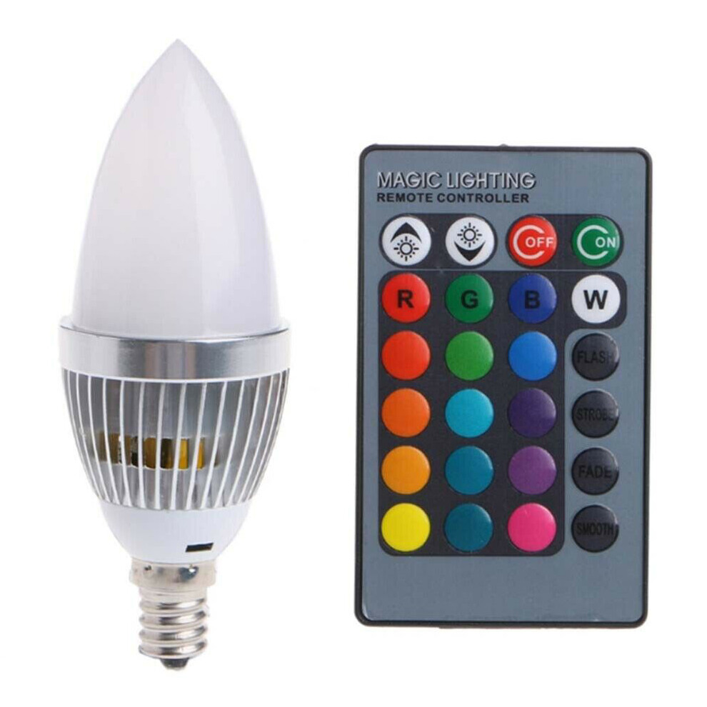 3W E12 Rgb Led Colorful Change Color Bulb With 24 Candle Remote Control Button Milky Lampshade 4711159863045