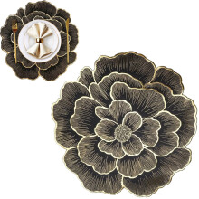 PRYESS Round Rose Flowers Placemats, Round Rose Flowers Placemats, Pressed Vinyl Table Mats for Kitchen Dining, Holiday Wedding Centerpiece