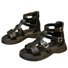 Toddler Girls Soft Sole Roman Sandals Strapped Open Toe Summer Beach Outdoor Casual Walking Shoe Black 10.5