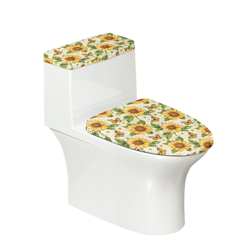 Autumn Butterflies Keep Dust Stain Polyester Toilet Lid Cover, Elastic Edge, Soft U-Shaped Elastic Bottom, Easy To Clean 9464372678730