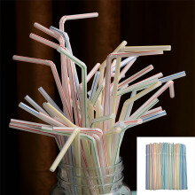 200PCS Summer Savings Under 5 Straws Disposable Plastic Drinking Straws Long Multi-Colored Striped Bedable