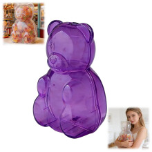 Gummy Bear Container – Clear Plastic Bear-Shaped Candy Holder, Reusable Gift Box for Valentine's Day, Party Favors & Storage (Purple, 1PC)