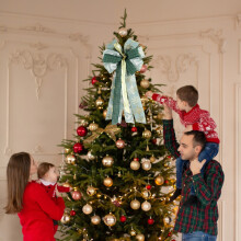 Große grüne Weihnachtsschleifen & karierte Kranzschleife für Baum, Bastelarbeiten, DIY-Dekoration – Kompatibel mit Weihnachtsbändern