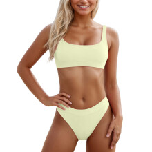 Dame Bikinisett med høy midje Fargeblokk Badedrakter 2-delte badedrakter Magekontroll Sporty Tenåringer