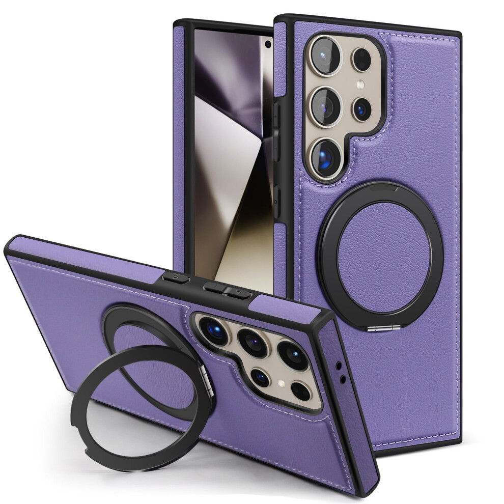 Pu Leather Case For Samsung Galaxy S24 Ultra Â Magnetic, Magsafe-Compatible Ring Stand & Kickstand, Purple 9464372679430