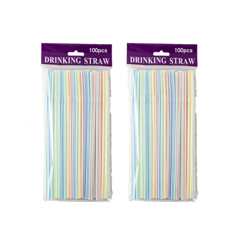 200PCS Summer Savings Under 5 Straws Disposable Plastic Drinking Straws Long Multi-Colored Striped Bedable 1