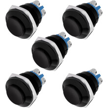 16 mm:n hetkellinen painike, vedenpitävä alumiinikuori, 250 V AC/12–36 V DC, 1 NO SPST, 5 kpl musta