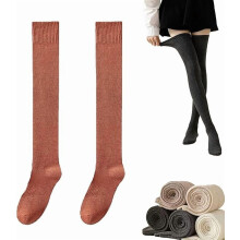 Calze da donna Wateresty sopra il ginocchio, calze sopra il ginocchio, calze calde, morbide e spesse a tinta unita, calze elastiche e calde per