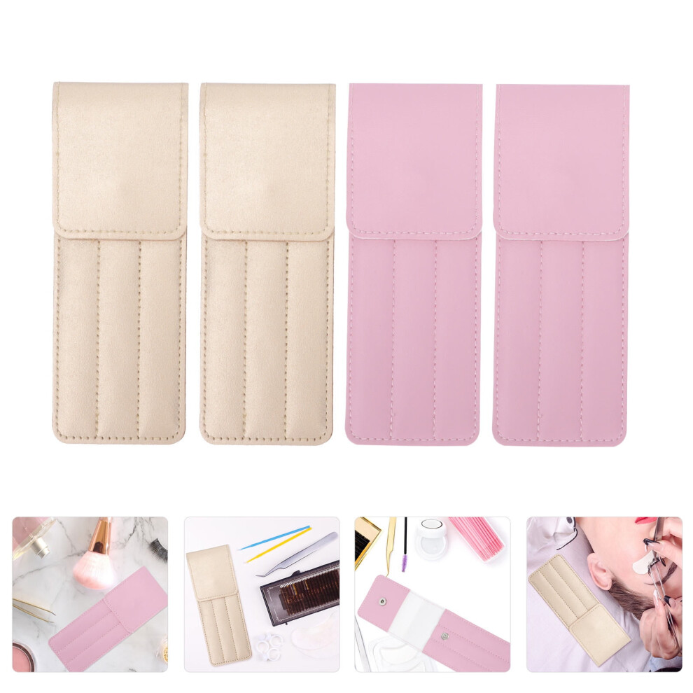 Makeup Storage Bag 4Pcs Face Beauty Tweezers Organizer Pouches With Pu Leather For Beauty Enthusiasts