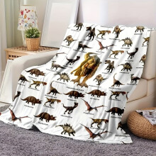 1 st Jurassic Dinosaur Print Pläd, Varm och Bekväm Flanellfilt För Camping Resor Bäddsoffa Soffa Kontor, Multifunktionell Filt Gåva