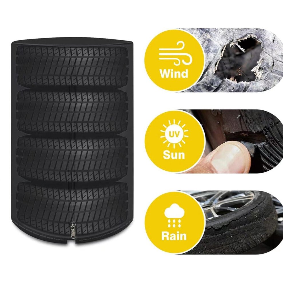 4-Piece Car Tire Covers, 65X90cm Waterproof & Dust-Proof Oxford Cloth, Compatible With Most Passenger Vehicles 9009879206217