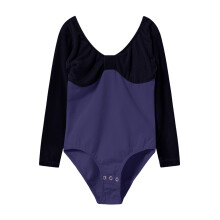 Kids Girls Long Sleeves Leotard for Ballet Dance Gymnatics One Piece Dance Velvet Bodysuit Dancewear Blue 7-8 Years