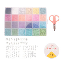 24000 Pcs Multicolor 2mm Glass Seed Beads with Lobster Clasps, Open Jump Rings and Elastic Crystal String