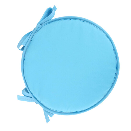Almofadas redondas para cadeiras com amarras – para uso interno e externo, azul celeste, macias e duráveis, compatíveis com cadeiras redondas